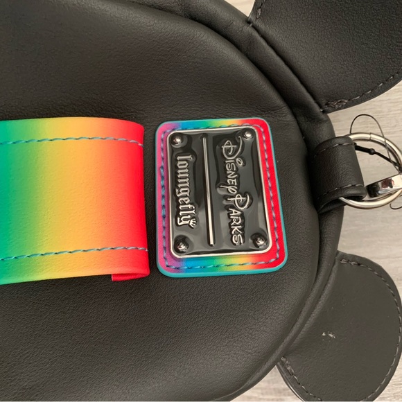 USED-Disney Parks Mickey Mouse Pride Rainbow Loungefly Mini Wristlet Belt Bag - Picture 6 of 7